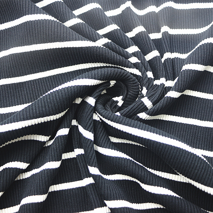 Knit Weft Rib Cloth 92 Comb Cotton 8 Spandex Elastic Black White ...
